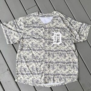 Detroit Tigers Camo Button Down Jersey XL Chevrolet Logo Promo‎ Vintagecore